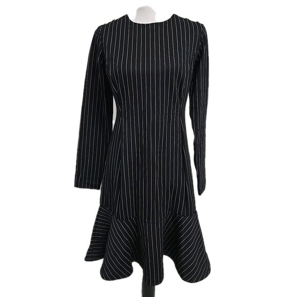 Lauren Ralph Lauren Long Sleeve Dress Pinstripe Black & White Women’s Size M NWT - Picture 2 of 15